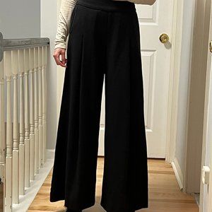 Madewell Black Wide Leg Trousers; Elastic Waistband; Size 2